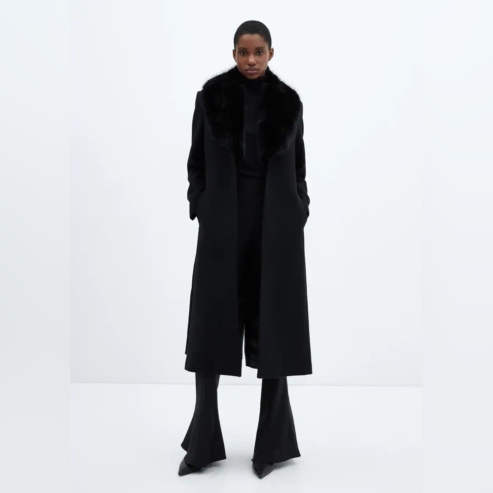 Mango fur trim coat